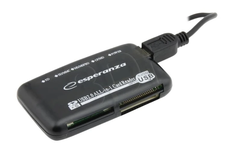 Czytnik kart Esperanza EA117 (Zewnętrzny; Memory Stick Duo, MicroSD (przez adapter), MMC, SD, SDHC, SDXC)