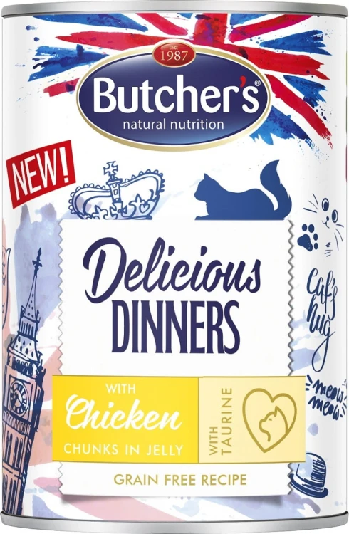 BUTCHER'S Delicious Dinners Kawałki z kurczakiem w galaretce - mokra karma dla kota - 400 g