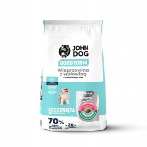 JOHN DOG Good Form Puppy Wieprzowina z wołowiną - sucha karma dla psa - 12 kg