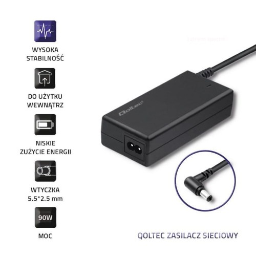 Zasilacz Qoltec 50099.90W do notebooka IBM, Lenovo (20 V; 4,74 A; 90W; 5.5 mm x 2.5 mm)
