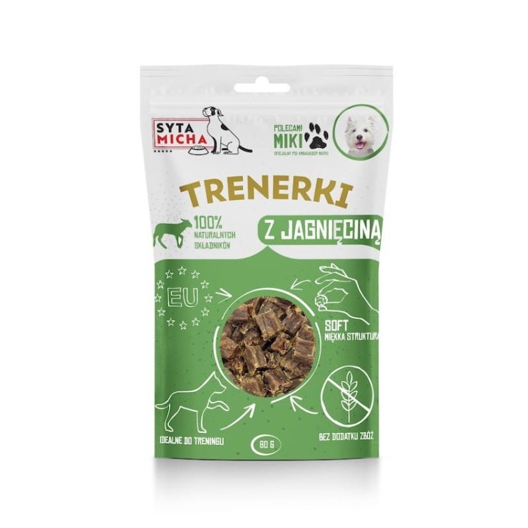 SYTA MICHA Trenerki z jagnięciną dla psa 80g