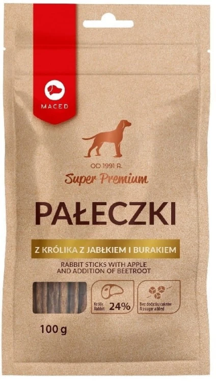 MACED Pałeczki z Królika Jabłkiem i Burakiem - przysmak dla psa - 100 g