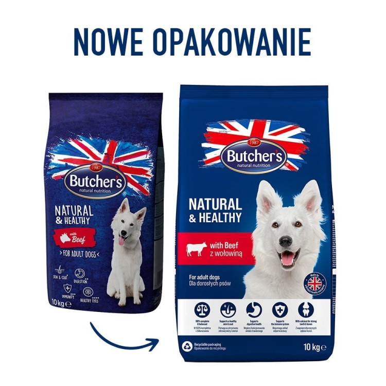 Butcher’s Natural&Healthy z wołowiną - sucha karma dla psa - 10 kg
