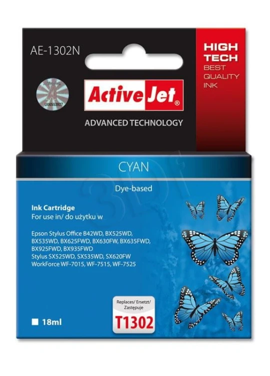 Activejet AE-1302N Tusz (zamiennik Epson T1302; Supreme; 18 ml; niebieski)