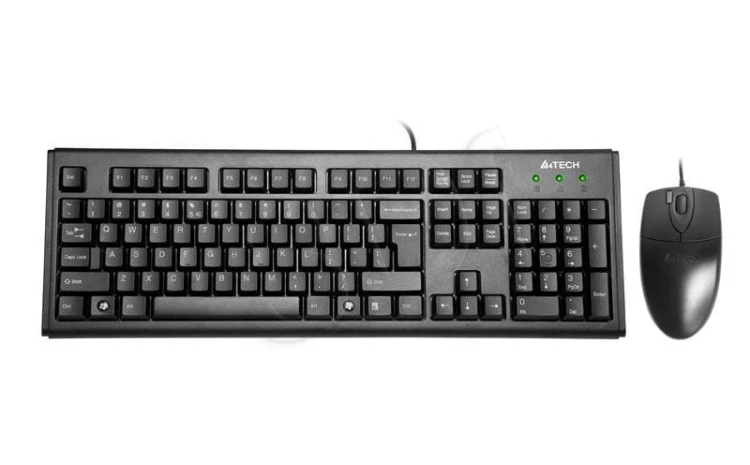 Klawiatura, Zestaw klawiatura + mysz membranowa A4 TECH A4TKLA43774 (USB 2.0; kolor czarny; optyczna)
