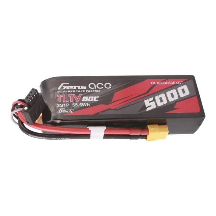 Akumulator Gens ace G-Tech 5000mAh 11.1V 60C 3S1P Lipo With XT60 Plug