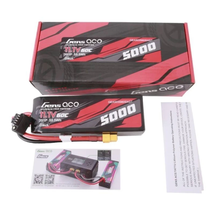 Akumulator Gens ace G-Tech 5000mAh 11.1V 60C 3S1P Lipo With XT60 Plug