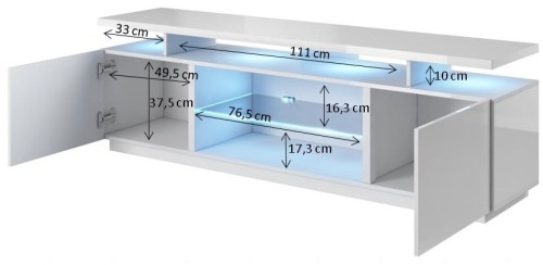 Szafka RTV EVA 180x40x52 czarny/czarny połysk