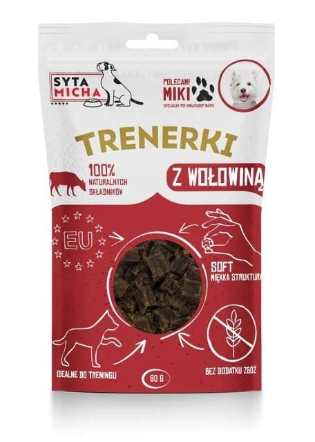 Syta Micha Trenerki  z wołowiną – przysmak dla psa - 80g