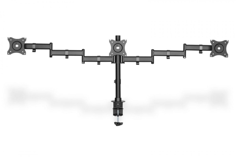 Stojak biurkowy potrójny (zacisk) 3xLCD max. 27"max. 8kg uchylno-obrotowy 360° (PIVOT)