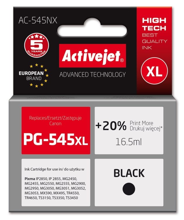 Activejet AC-545NX Tusz (zamiennik Canon PG-545XL; Supreme; 16,5ml; Black)
