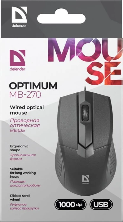 DEFENDER MYSZ OPTIMUM MB-270 OPTICAL 1000dpi 3P