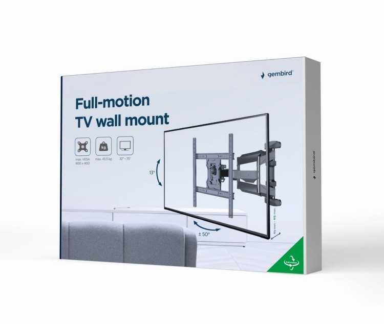 GEMBIRD UCHWYT ŚCIENNY REGULOWANY LCD 32"-75" VESA MAX 600 X 400MM, DO 45KG