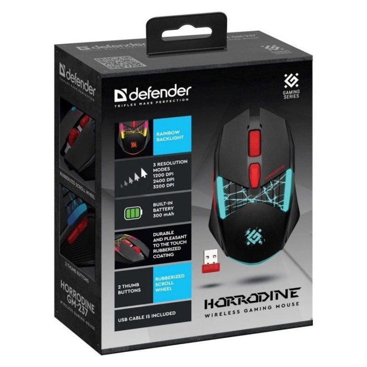 DEFENDER MYSZ GM-237 HORRODINE RF 3200dpi 6P CZARNA