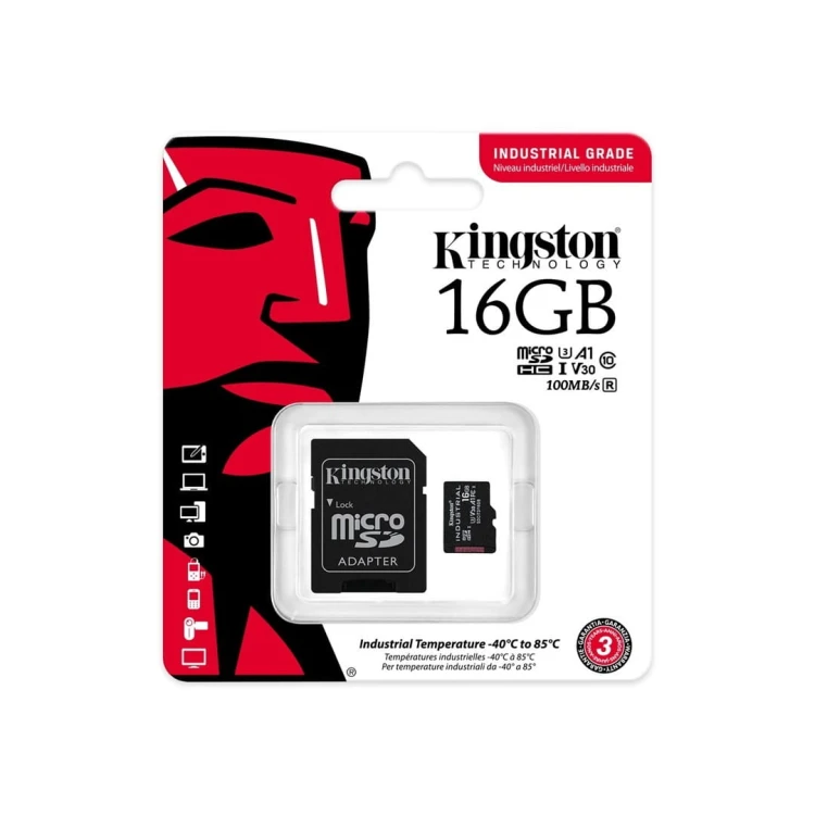KINGSTON microSDHC 16GB Industrial C10 A1 pSLC Card