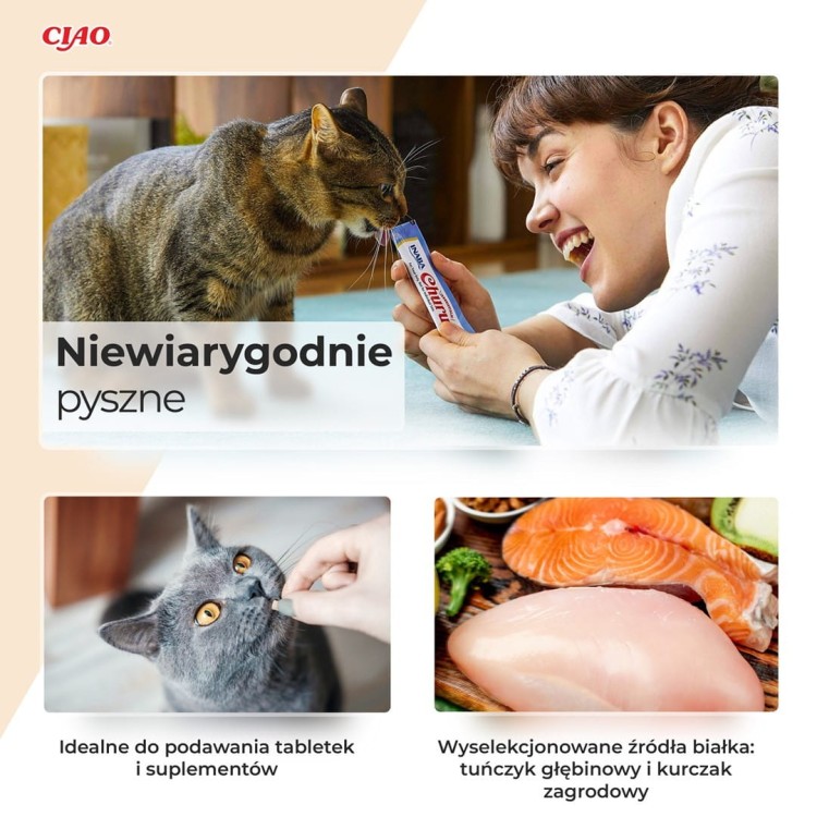 INABA CHURU Varietes Tuńczyk Owoce m- kot 40x14 g