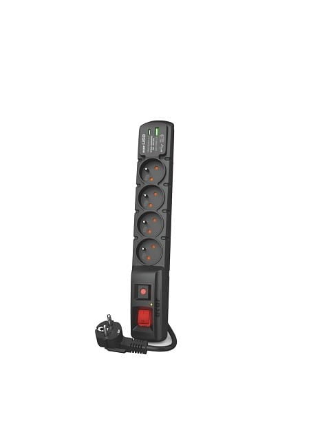 Listwa przeciwprzepięciowa Acar F4 USB A+C (szybka ładowarka) 5m ; czarny