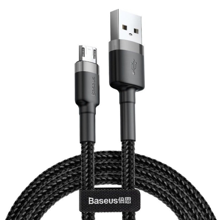 Kabel USB do Micro USB Baseus Cafule 2.4A 1m (szaro-czarny) 1