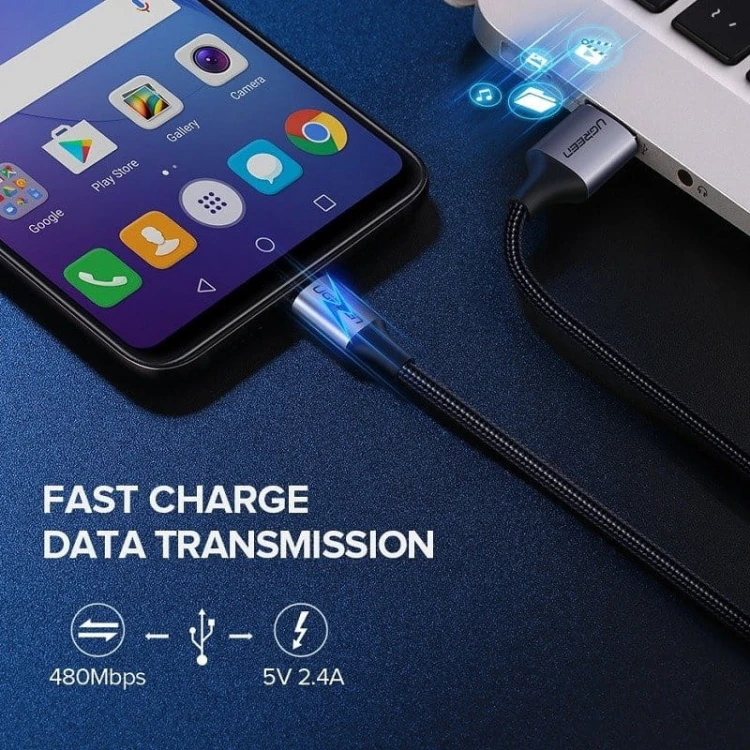 Kabel USB do Micro USB UGREEN US290 QC 3.0 2.4A 2m (biały) 3