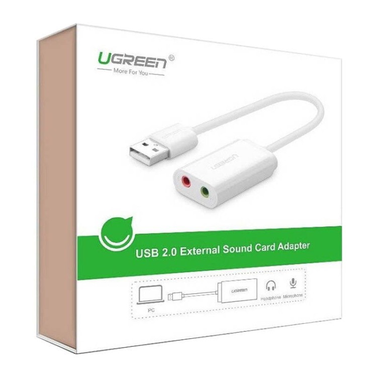 Zewnętrzna karta dźwiękowa USB UGREEN  US205 15cm (biały) 3