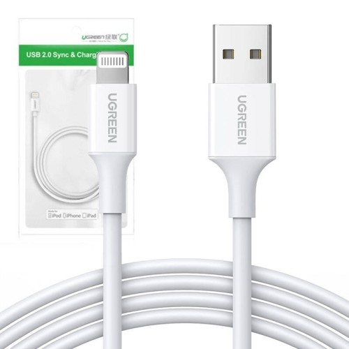 Niklowany kabel Lightning UGREEN MFi 1m US155(biały) 1