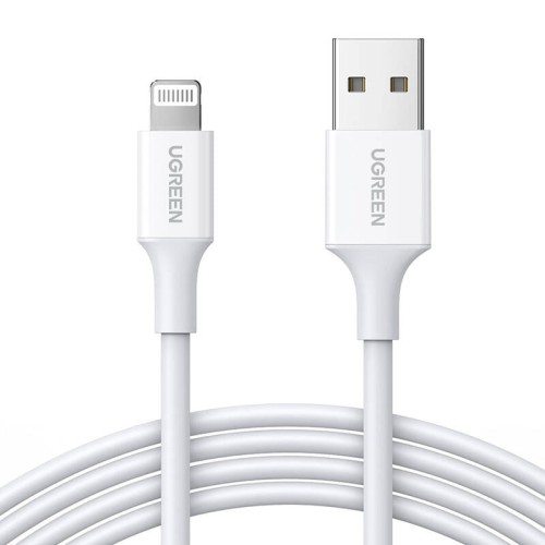 Niklowany kabel Lightning UGREEN MFi 1m US155(biały) 2
