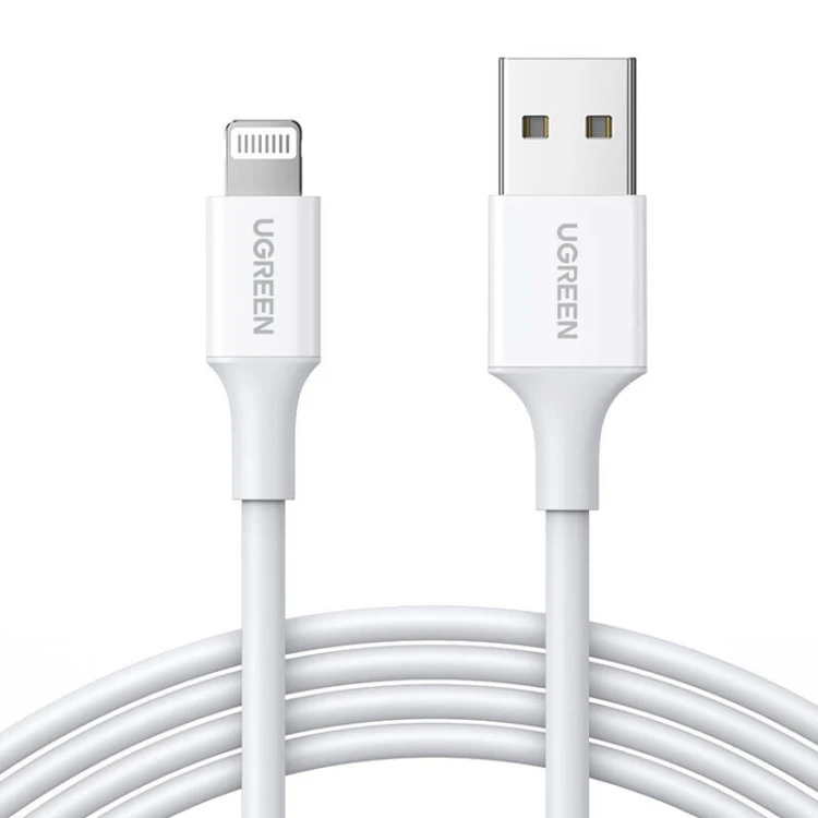 Niklowany kabel Lightning UGREEN MFi 1m US155(biały) 2