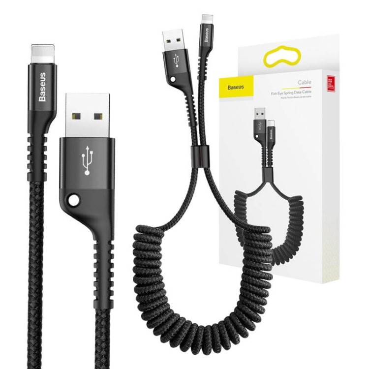 Kabel sprężynowy Lightning Baseus Spring 1m 2A (czarny) 7