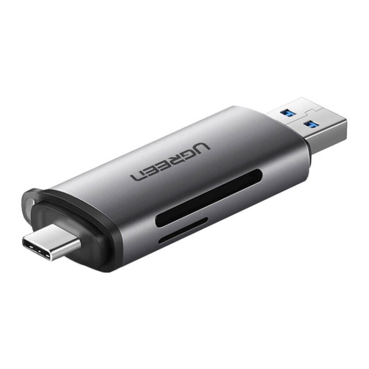 Adapter USB + USB-C UGREEN  CM185 czytnik kart SD + microSD (szary) 2