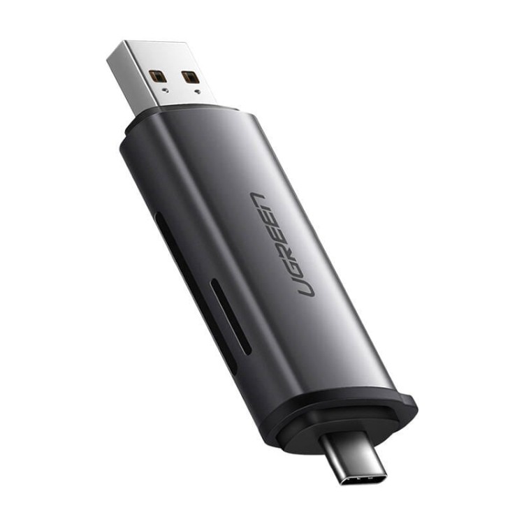 Adapter USB + USB-C UGREEN  CM185 czytnik kart SD + microSD (szary) 3