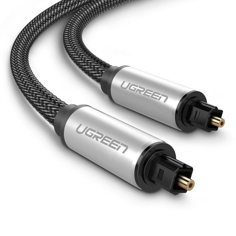 Kabel optyczny Toslink Audio UGREEN  AV108, aluminiowy z oplotem, 3m (srebrny) 1