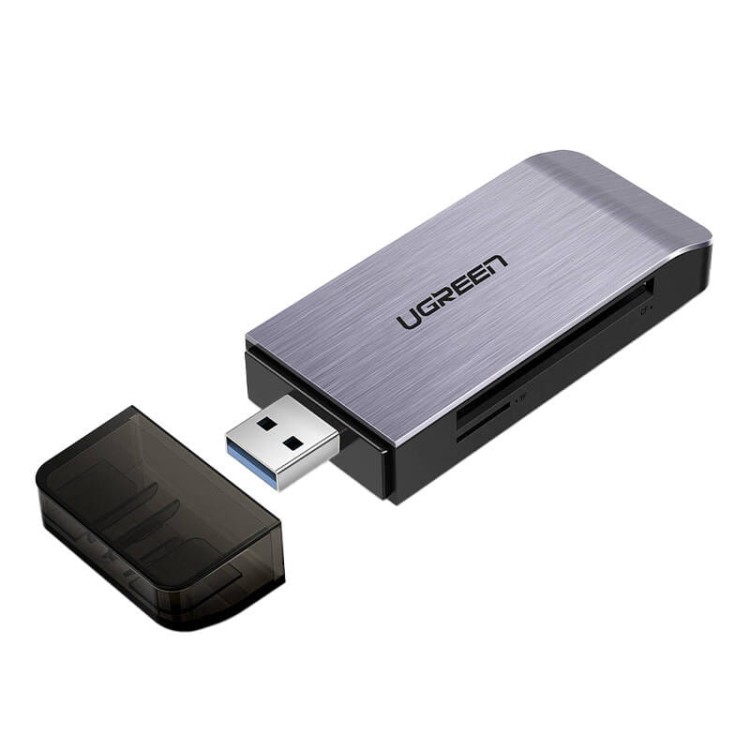 Adapter USB 4 w 1 UGREEN czytnik kart SD + microSD  CM180(srebrny) 1