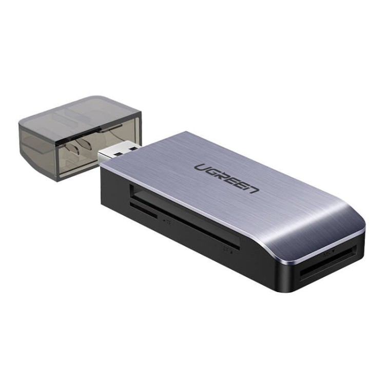 Adapter USB 4 w 1 UGREEN czytnik kart SD + microSD  CM180(srebrny) 3