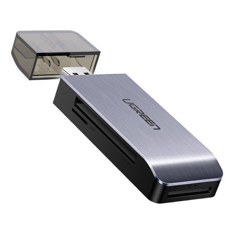Adapter USB 4 w 1 UGREEN czytnik kart SD + microSD  CM180(srebrny) 4