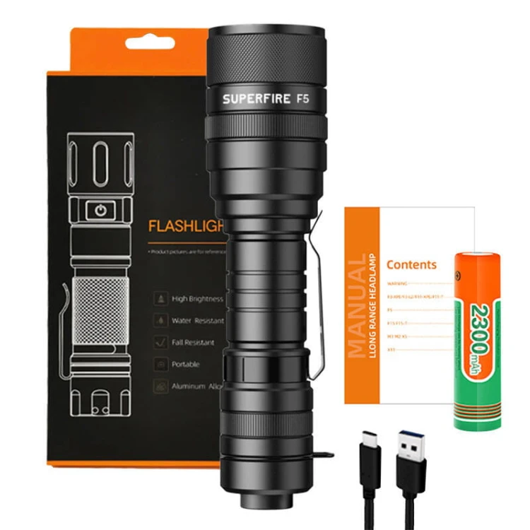 Latarka Superfire F5, 1100lm, USB 2