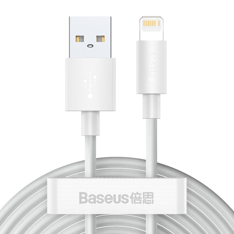 Kabel USB do Lightning Baseus Simple Wisdom, 2.4A, 1.5m (biały) 2szt. 1