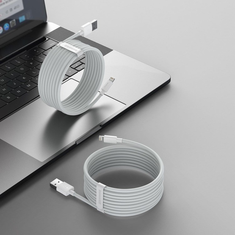 Kabel USB do Lightning Baseus Simple Wisdom, 2.4A, 1.5m (biały) 2szt. 5