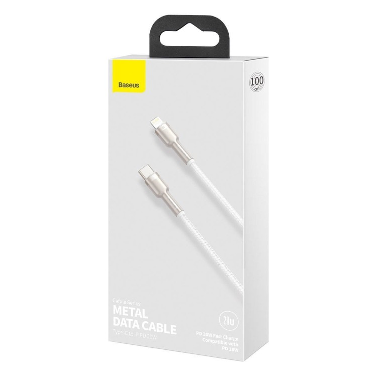 Kabel USB-C do Lightning Baseus Cafule, PD, 20W, 1m (biały) 1
