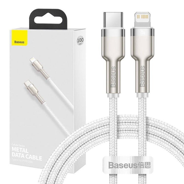 Kabel USB-C do Lightning Baseus Cafule, PD, 20W, 1m (biały) 2