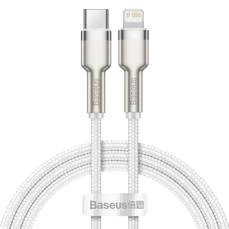 Kabel USB-C do Lightning Baseus Cafule, PD, 20W, 1m (biały) 3