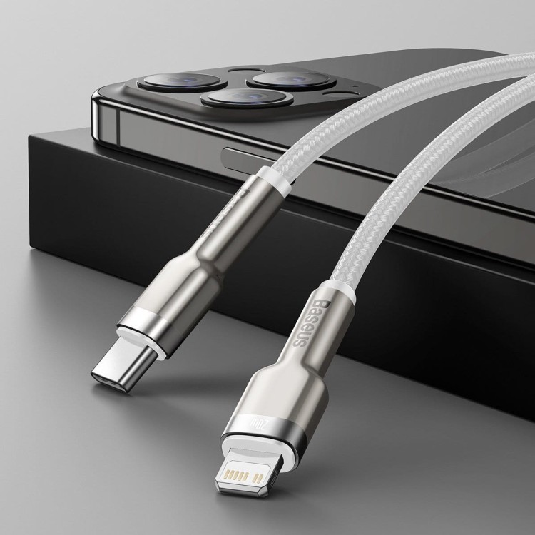Kabel USB-C do Lightning Baseus Cafule, PD, 20W, 1m (biały) 12