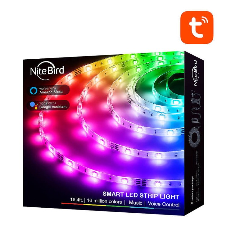 Inteligentna taśma WiFi RGB LED NiteBird SL3 (2x5m), Tuya 3