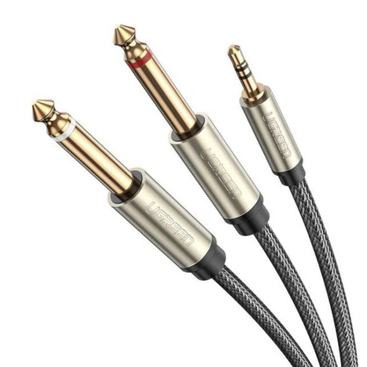 UGREEN AV126 Kabel TRS 3.5 mm do 2x TS 6.35 mm - 2m (szary) 1