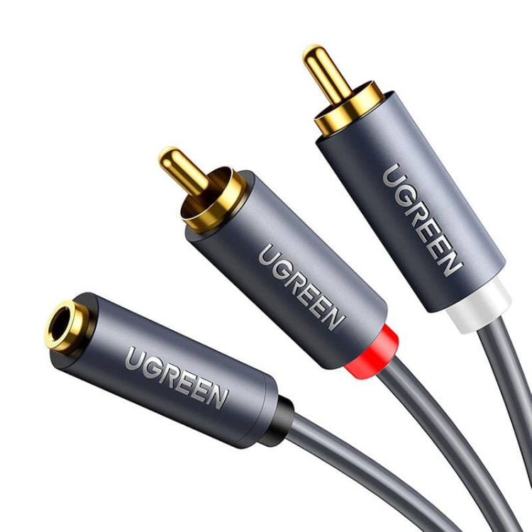 UGREEN AV102 Kabel 2x RCA (Cinch) jack 3.5 mm 1m (czarny) 1