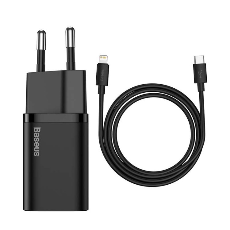 Ładowarka sieciowa Baseus Super Si Quick Charger 1C 20W z przewodem USB-C do Lightning 1m (czarna) 2