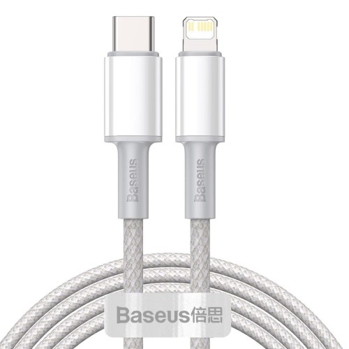 Kabel USB-C do Lightning Baseus High Density Braided, 20W, PD, 2m (biały) 1