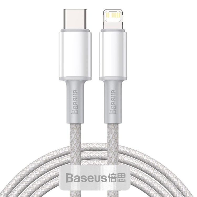 Kabel USB-C do Lightning Baseus High Density Braided, 20W, PD, 2m (biały) 1