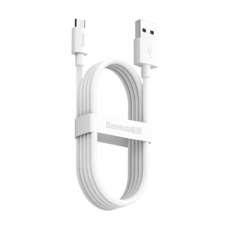 Kabel micro USB do USB Baseus Simple Wisdom, 2.1A, 1.5m (biały) 2szt. 3