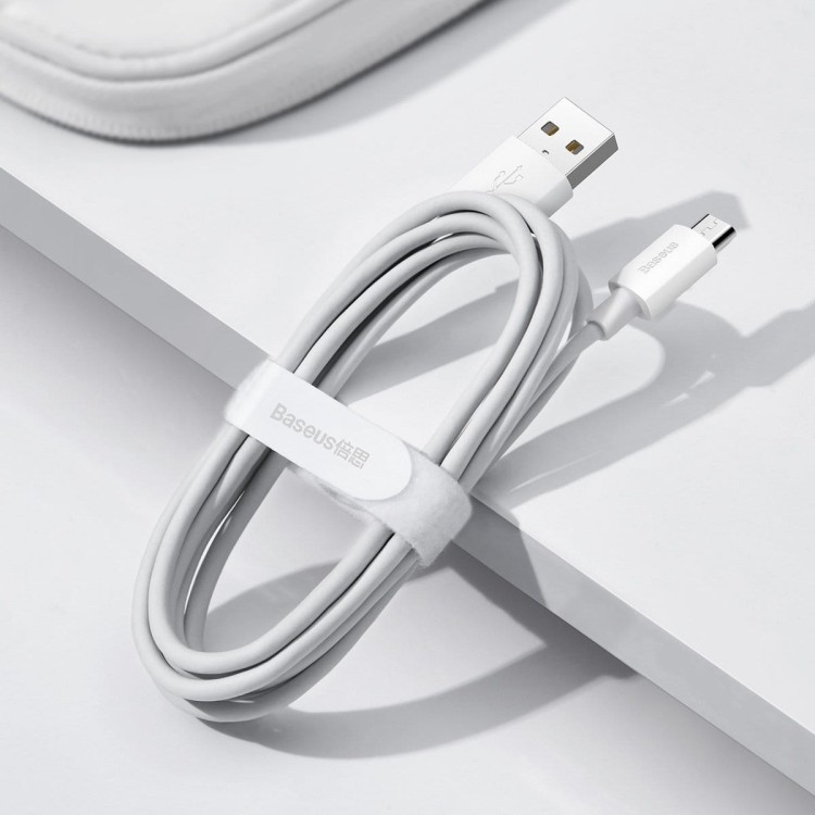 Kabel micro USB do USB Baseus Simple Wisdom, 2.1A, 1.5m (biały) 2szt. 6