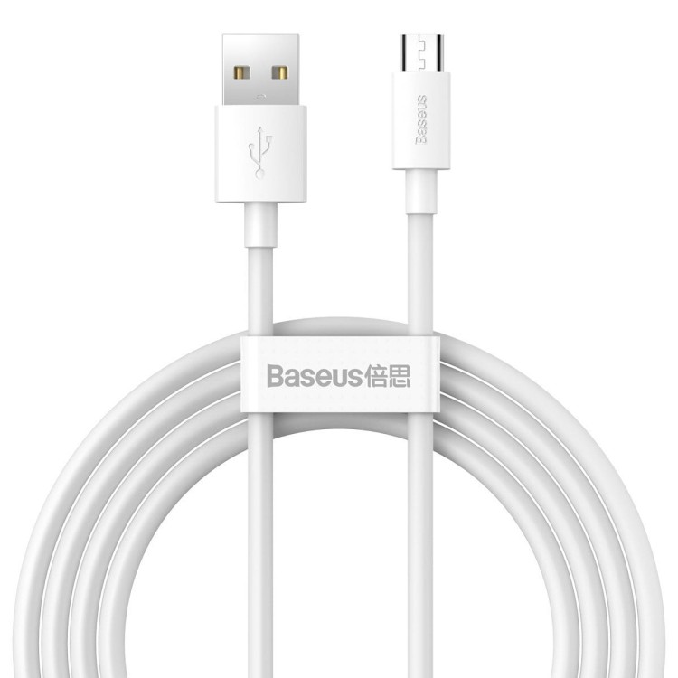 Kabel micro USB do USB Baseus Simple Wisdom, 2.1A, 1.5m (biały) 2szt. 12
